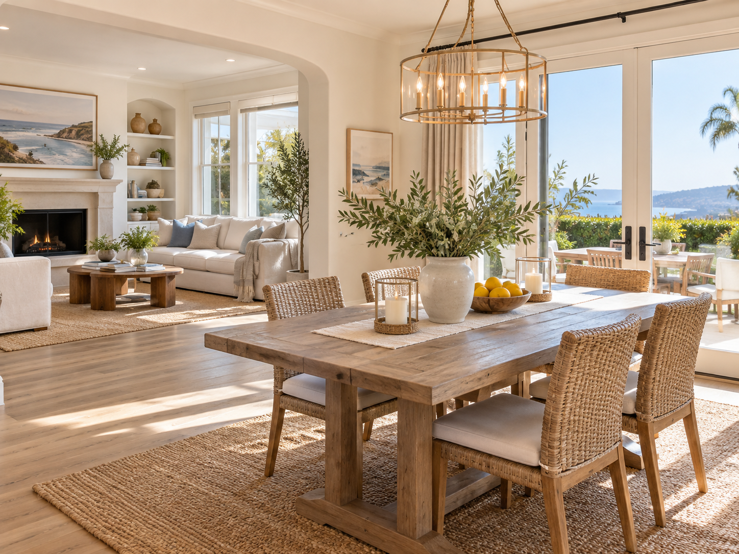 Bright freshly cleaned dining and family area after a one-time home cleaning